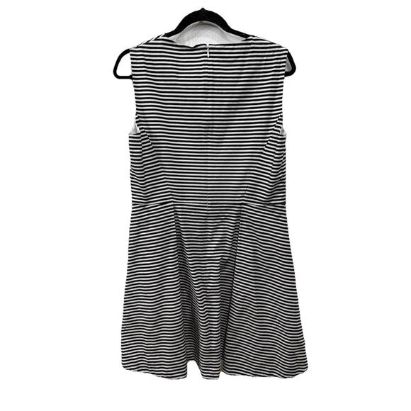 Kate Spade Saturday Womens White Black Striped Pleated Fit & Flare Dress Size 14 - Picture 2 of 10